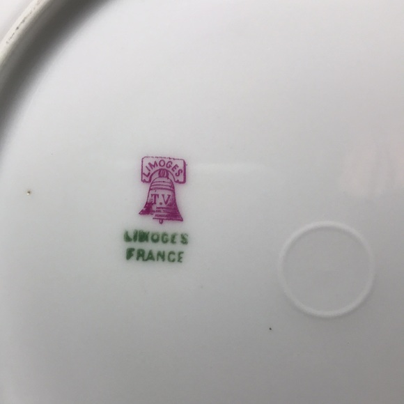 Limoges, France Plate 8.5”D Pink White Yellow Roses Gold Brushed Rim - Picture 8 of 11